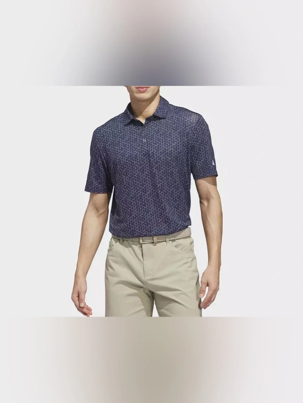 adidas Men's Navy Micro-Print Polo Golf Shirt